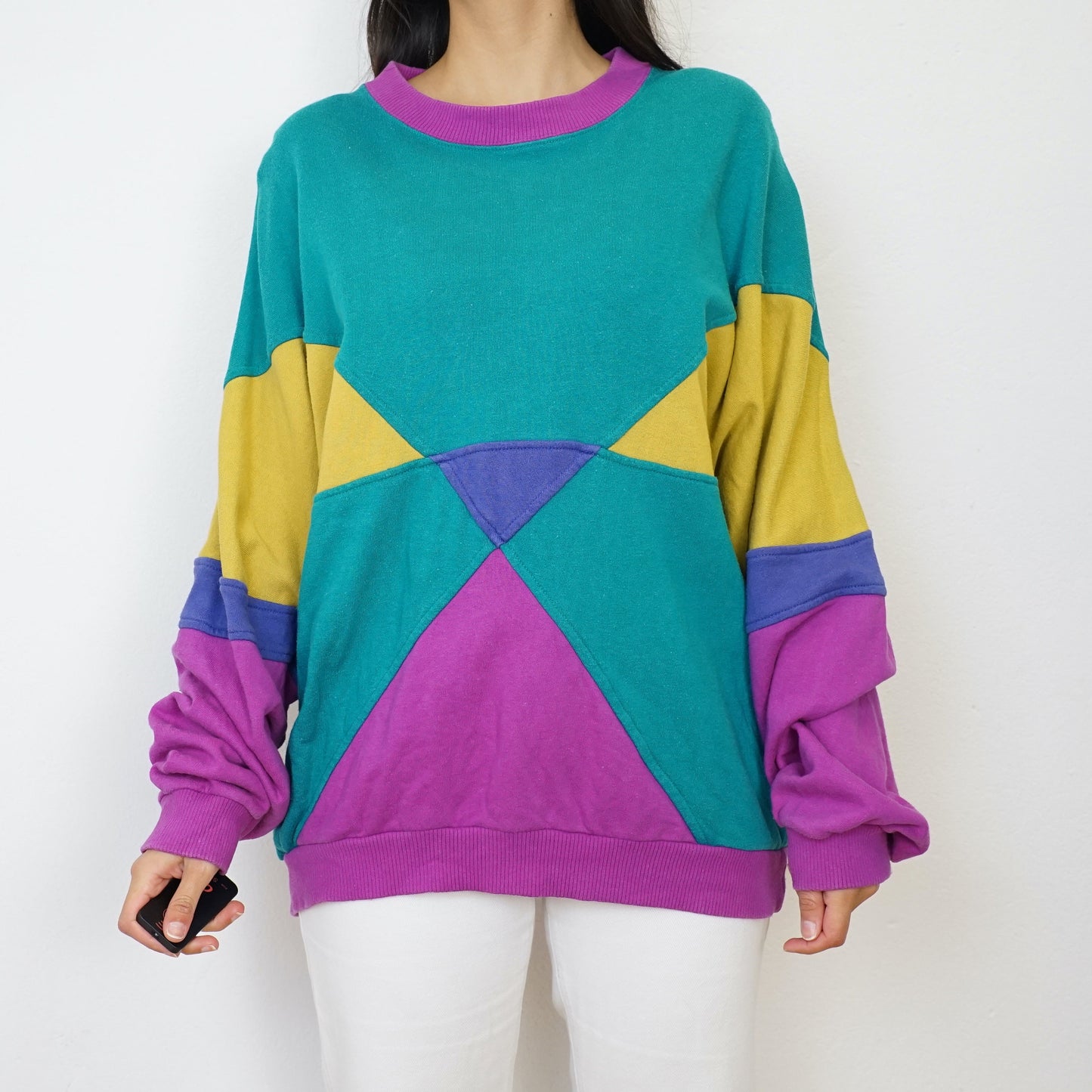 Vintage colorblock colorful Sweatshirt size XL