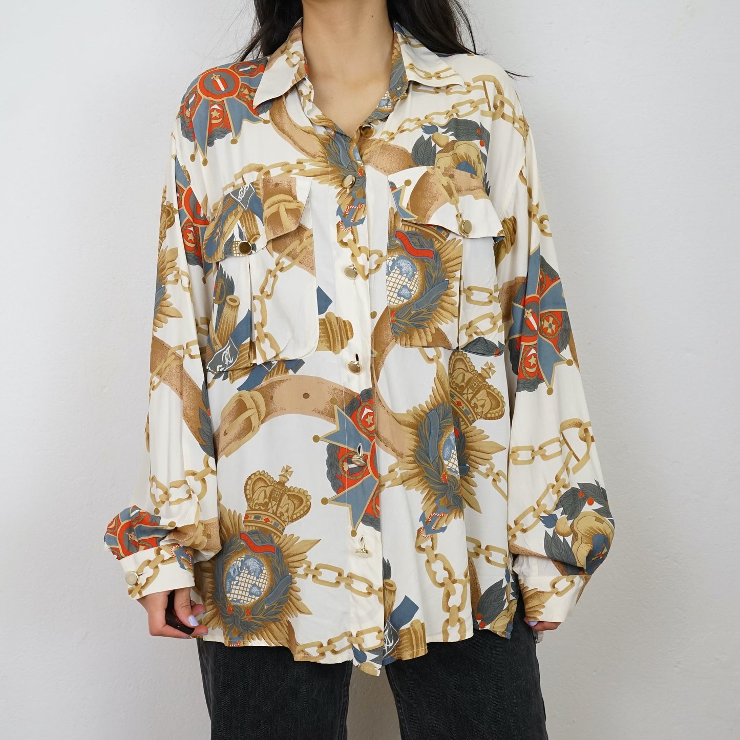 Vintage silk mix Blouse size L baroque