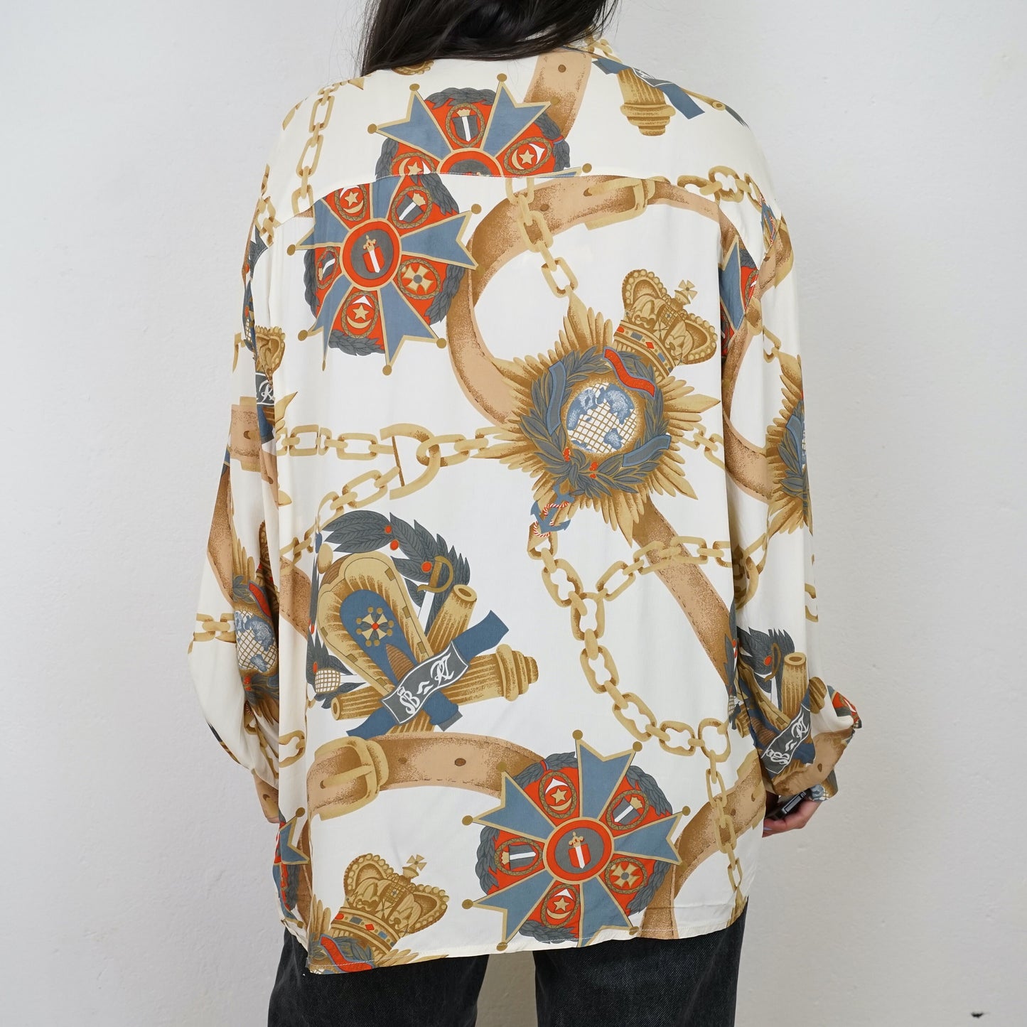 Vintage silk mix Blouse size L baroque