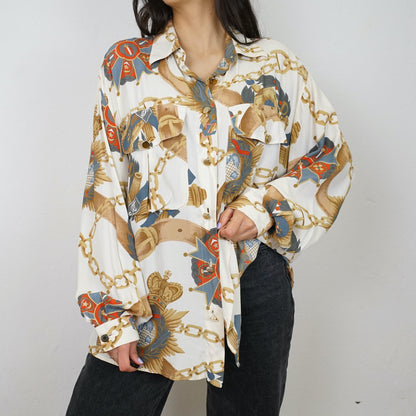 Vintage silk mix Blouse size L baroque