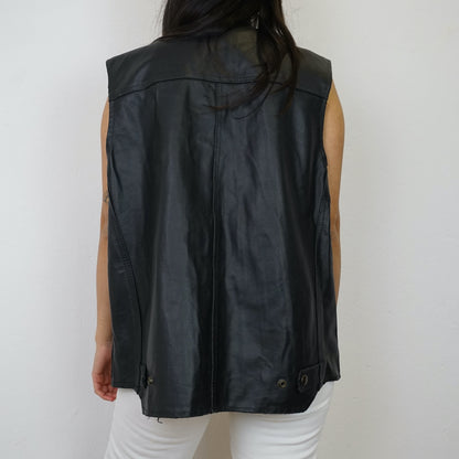 Vintage leather Vest Size L black