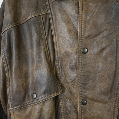 Vintage distressed leather jacket men size M-L