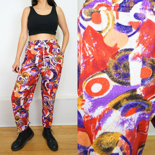 Vintage colorful fleece pants size M