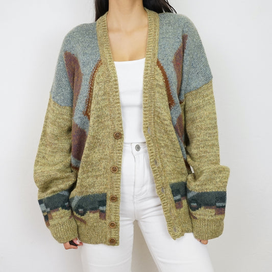 Vintage wool alpaca mix Cardigan size L-XL