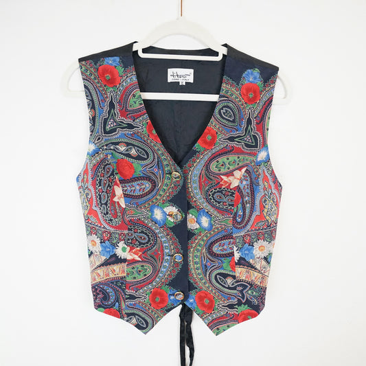 Vintage silk Vest Size M floral paisley