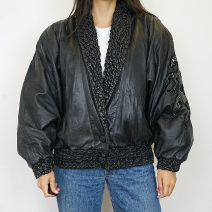 Vintage RARE 80s leather jacket size S-M