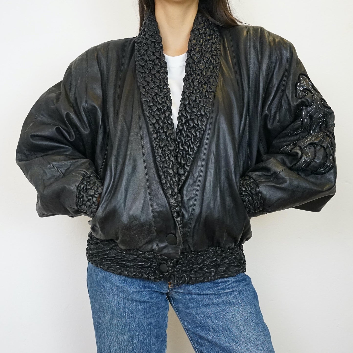 Vintage RARE 80s leather jacket size S-M