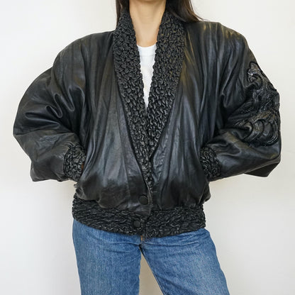 Vintage RARE 80s leather jacket size S-M