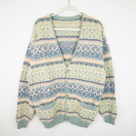 Vintage pure wool Cardigan size XL pastel