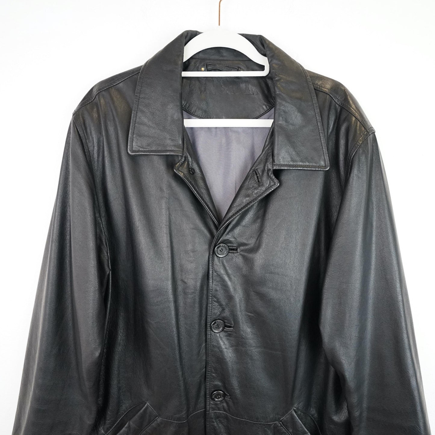 Vintage black leather jacket men size L