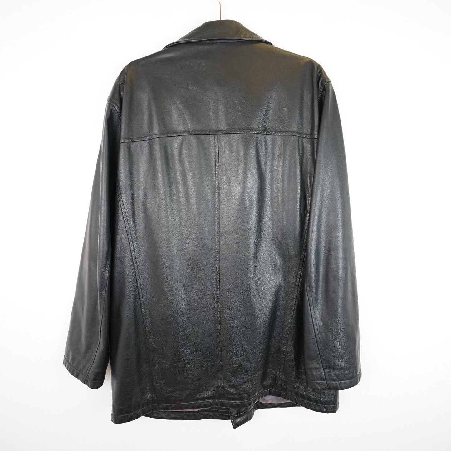 Vintage black leather jacket men size L