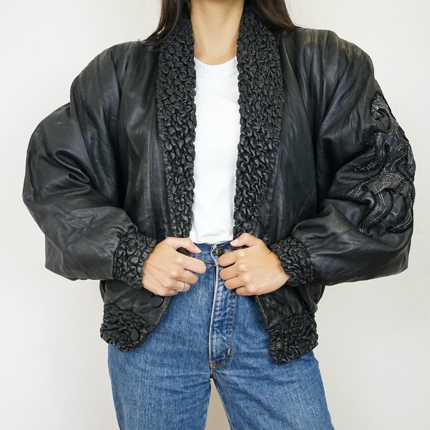 Vintage RARE 80s leather jacket size S-M