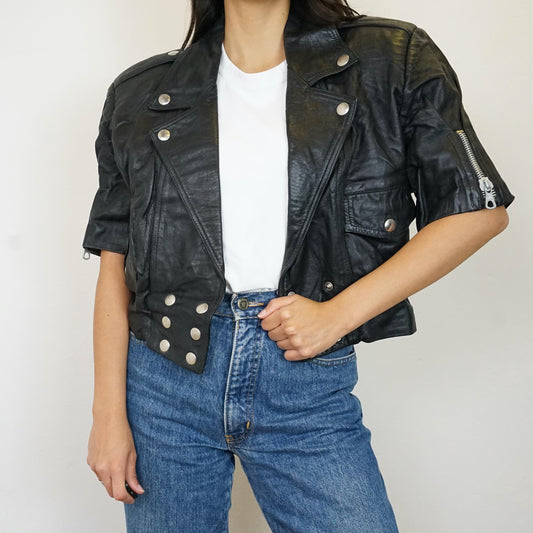 Vintage 80s cropped leather jacket Size M