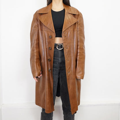 Vintage Leather Coat Size L