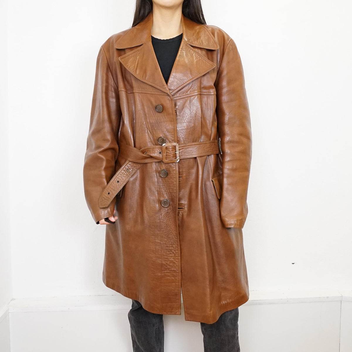 Vintage Leather Coat Size L – You had me at Vintage