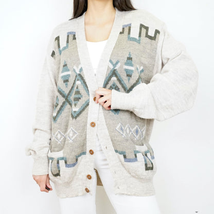 Vintage wool alpaca Cardigan size L-XL 70s