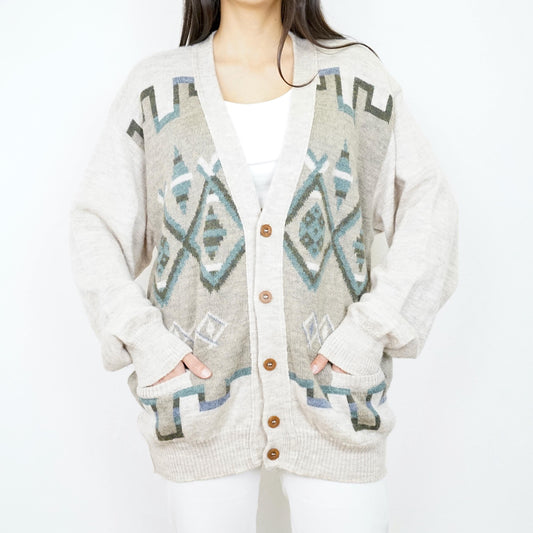 Vintage wool alpaca Cardigan size L-XL 70s