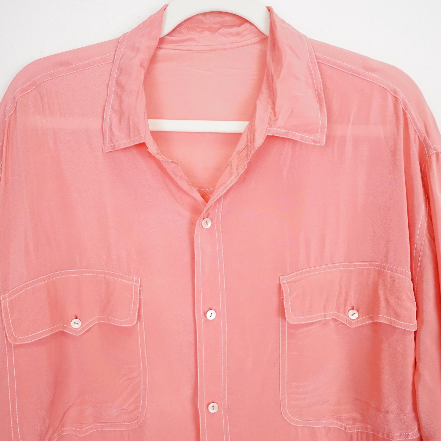 Vintage pink silk Shirt size XL-XXL