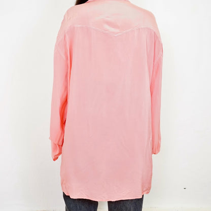 Vintage pink silk Shirt size XL-XXL