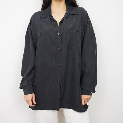 Vintage silk Shirt size L black