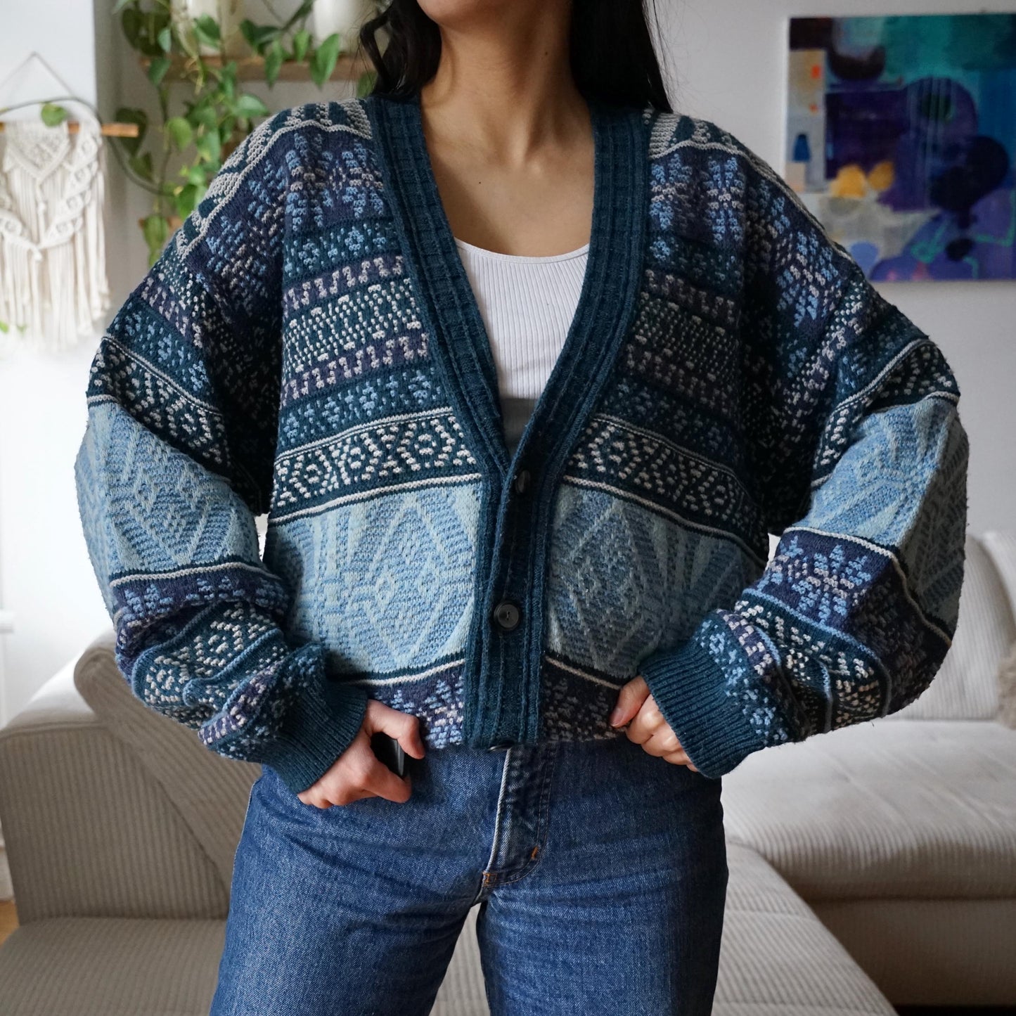 Vintage Cardigan size L blue