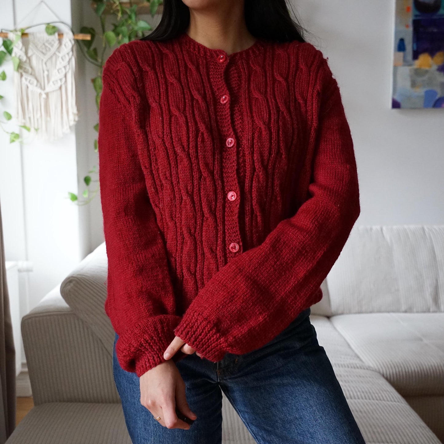 Vintage Cardigan size M-L red