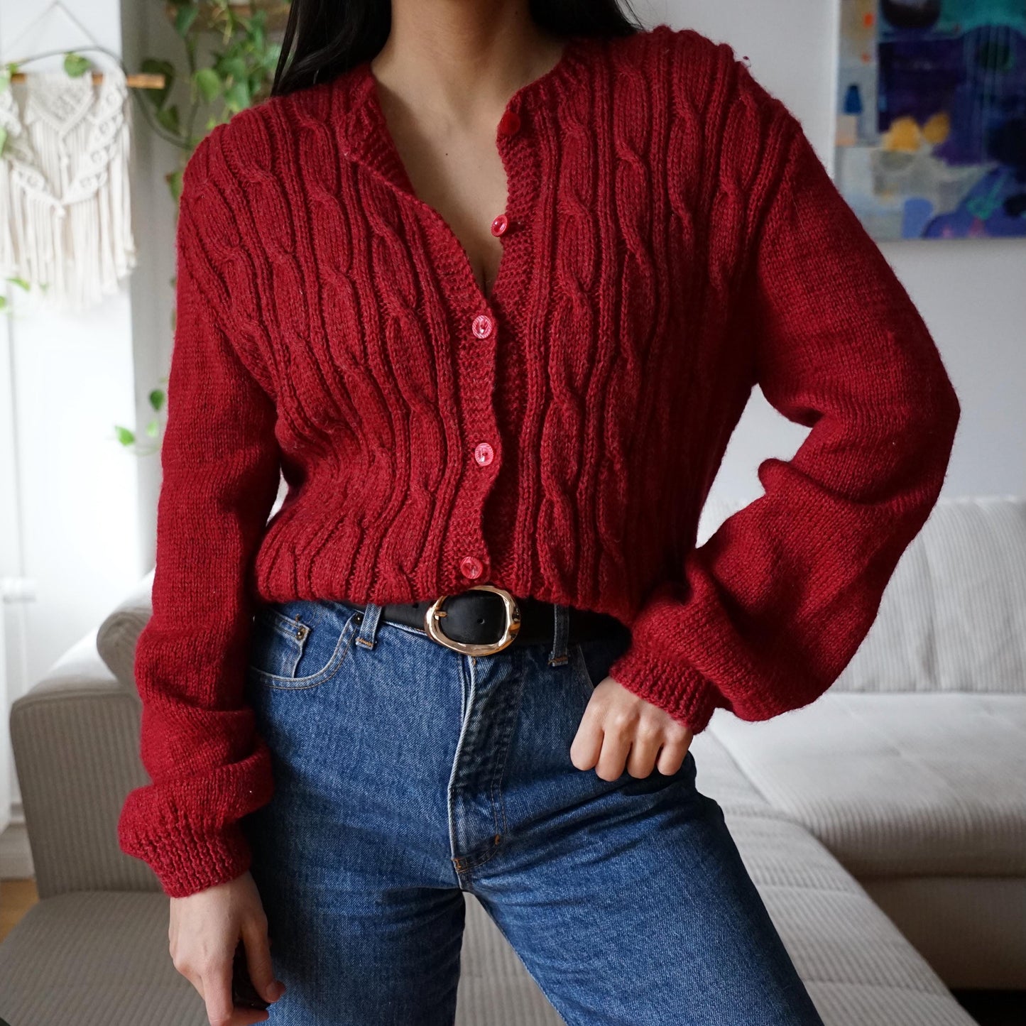 Vintage Cardigan size M-L red