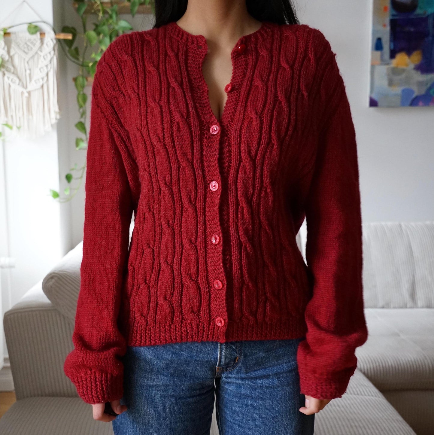 Vintage Cardigan size M-L red