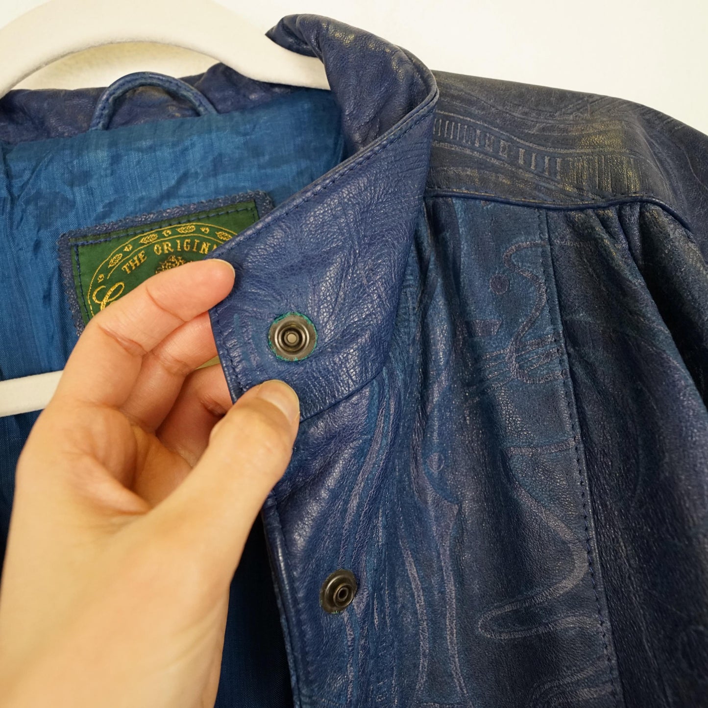 Vintage blue leather jacket size M