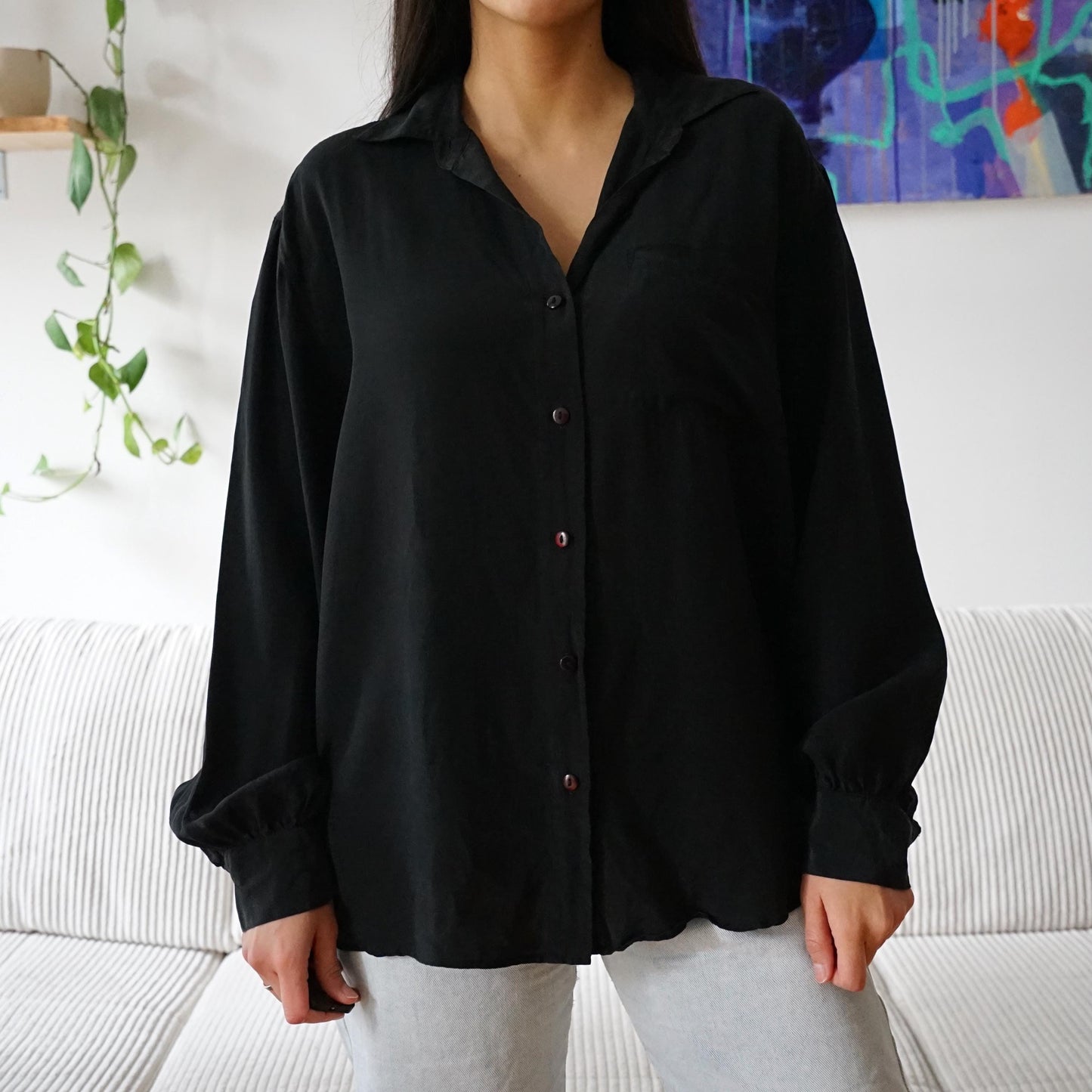 Vintage silk Blouse size L