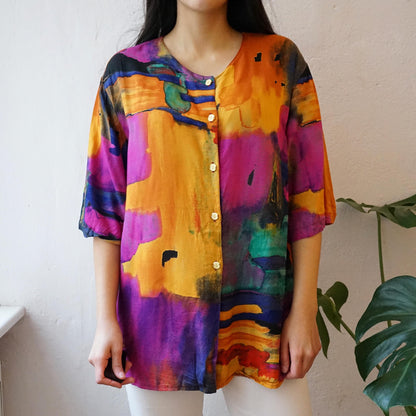 Vintage colorful blouse size L