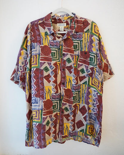 Vintage silk Shirt men size L