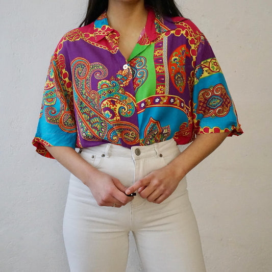 Vintage colorful Blouse size L