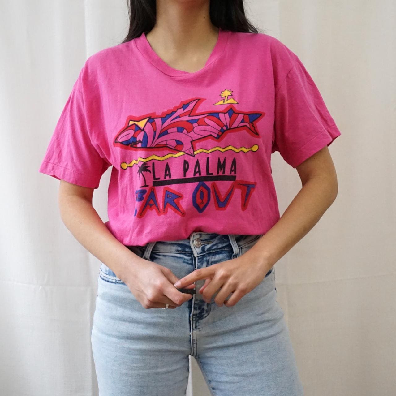 Vintage La Palma T-Shirt Size S pink shirt