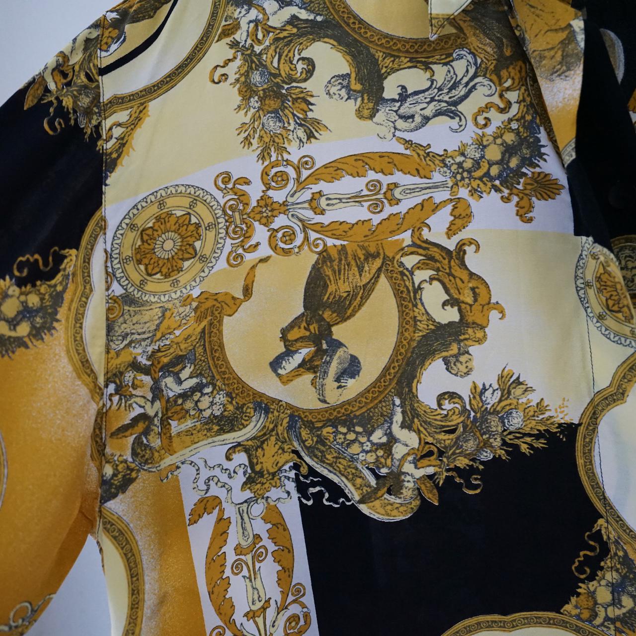 Vintage 80s baroque Blouse size L gold blouse