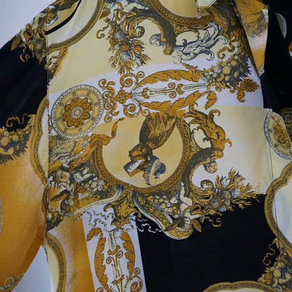 Vintage 80s baroque Blouse size L gold blouse