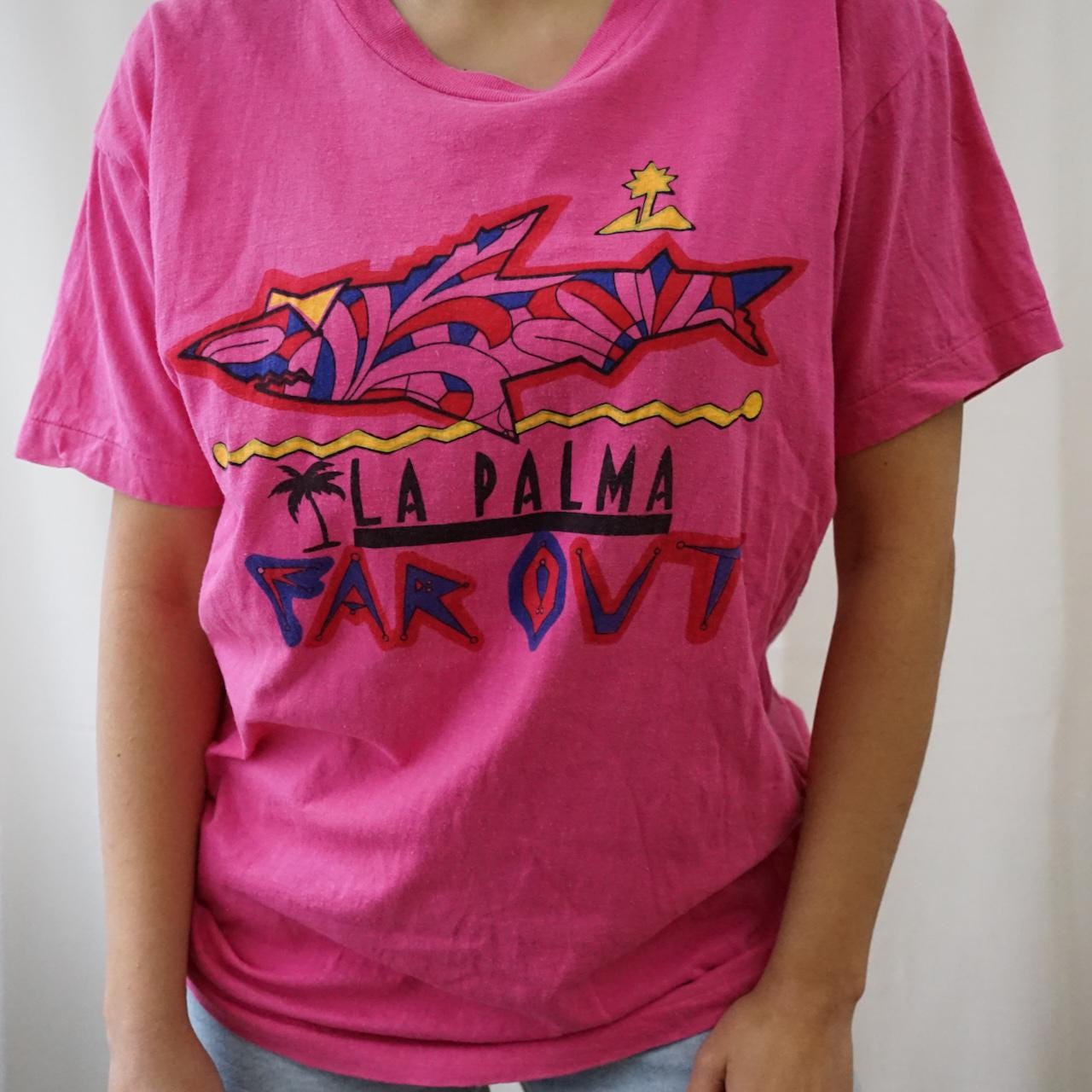 Vintage La Palma T-Shirt Size S pink shirt