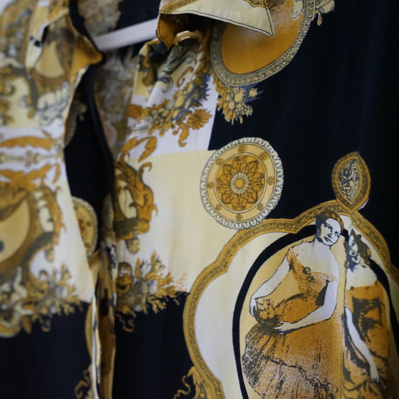 Vintage 80s baroque Blouse size L gold blouse