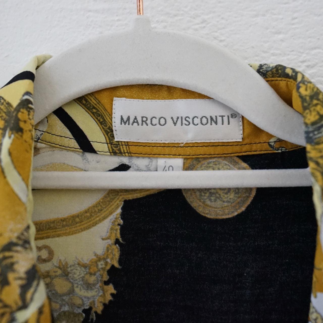 Vintage 80s baroque Blouse size L gold blouse