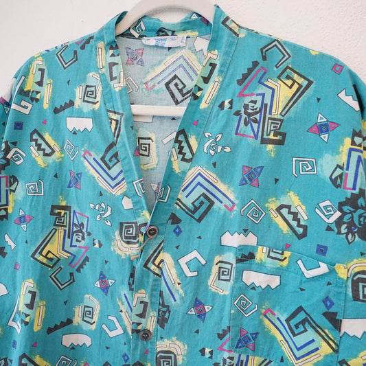 Vintage 80s retro Shirt size XL memphis pattern