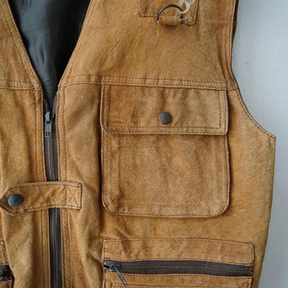 Vintage Cargo Leather Vest Size L-XL
