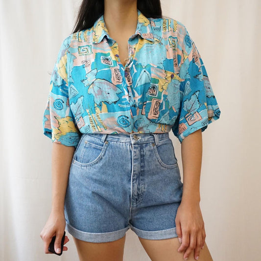 Vintage retro colorful shirt size L