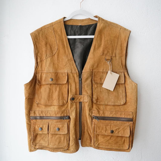 Vintage Cargo Leather Vest Size L-XL