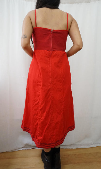 Vintage 70s hand embroidered mexico dress Size M