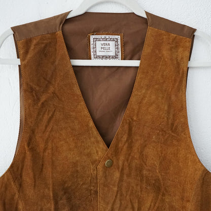 Vintage suede leather Vest men Size M
