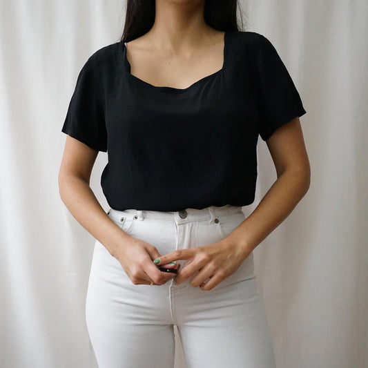 Vintage 90s silk Blouse size S black