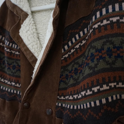 Vintage Leather Teddy Jacket Size S