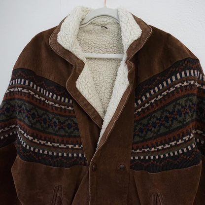 Vintage Leather Teddy Jacket Size S