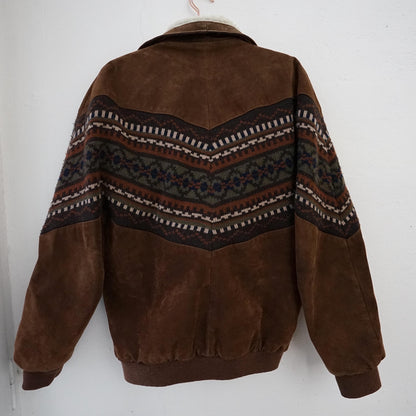 Vintage Leather Teddy Jacket Size S