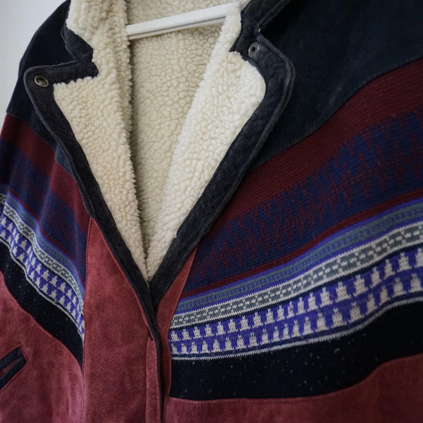 Vintage Leather Teddy Jacket men Size L